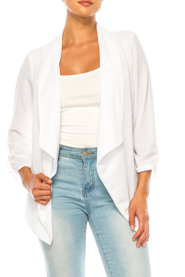 Solid waist length cardigan in a relexed fit - FashionJOA