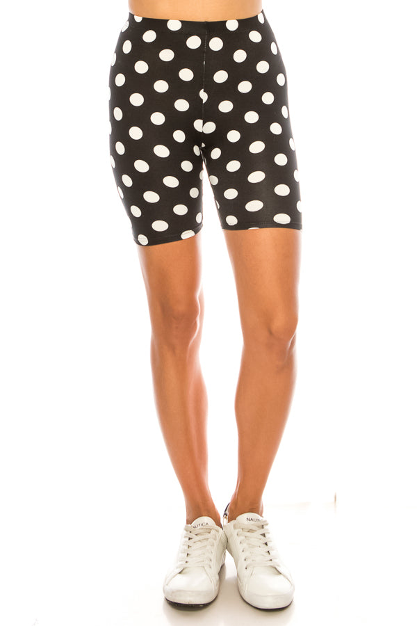 Polka dot high waist biker shorts - FashionJOA