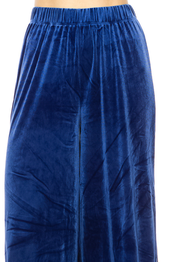 Velvet, ankle length, wide leg pants - FashionJOA