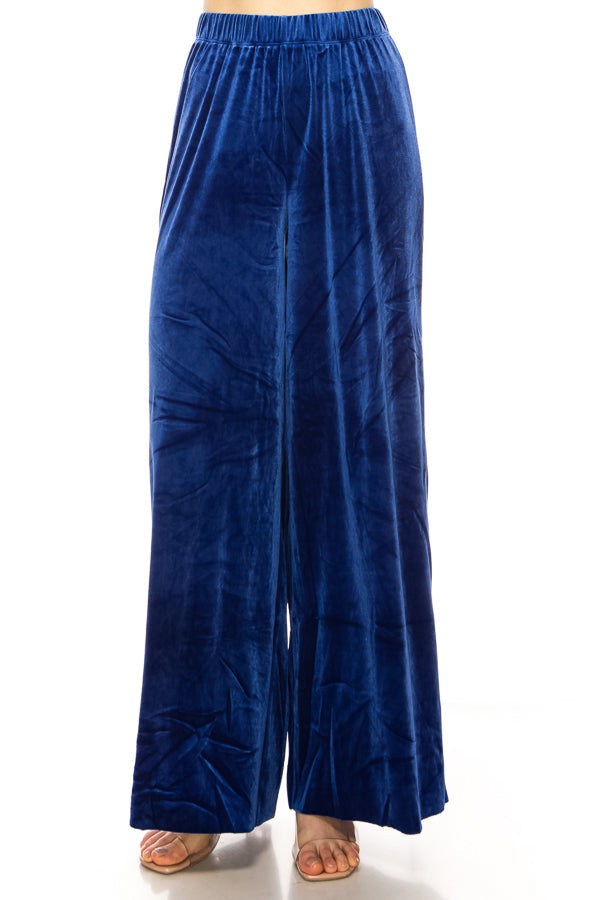 Velvet, ankle length, wide leg pants - FashionJOA