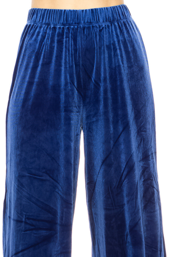 Velvet, ankle length, wide leg pants - FashionJOA