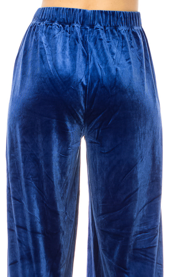 Velvet, ankle length, wide leg pants - FashionJOA