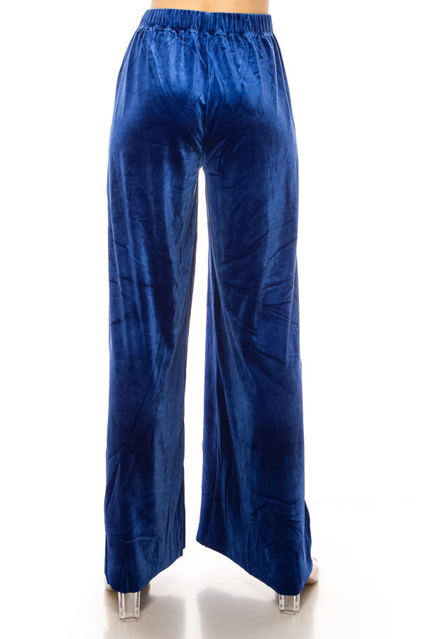 Velvet, ankle length, wide leg pants - FashionJOA