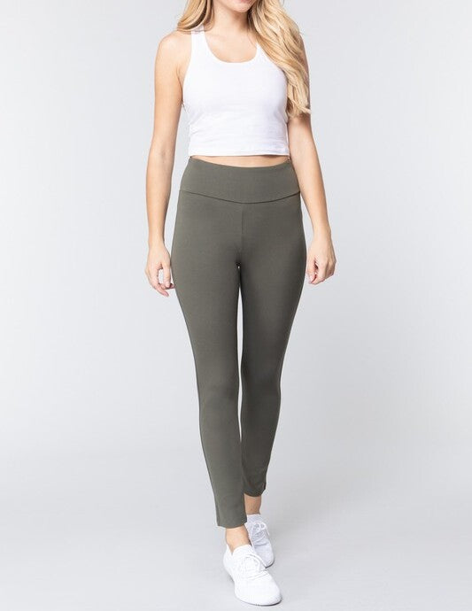 WAIST BAND LONG PONTE PANTS - FashionJOA