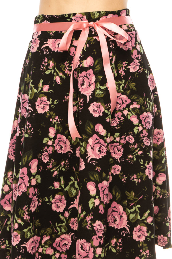 Floral print, A-line, knee length skirt FashionJOA