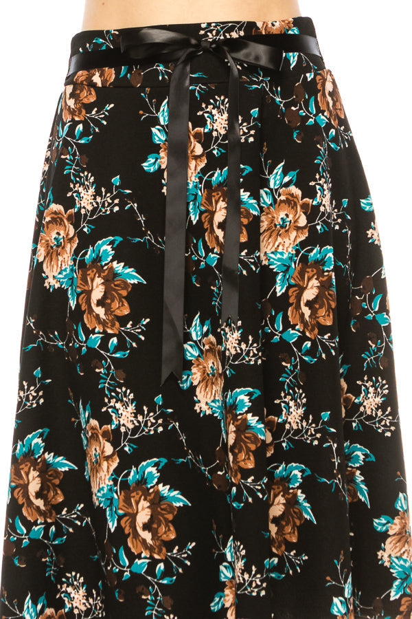 Floral print, A-line, knee length skirt FashionJOA