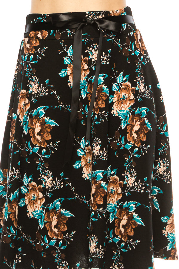 Floral print, A-line, knee length skirt FashionJOA