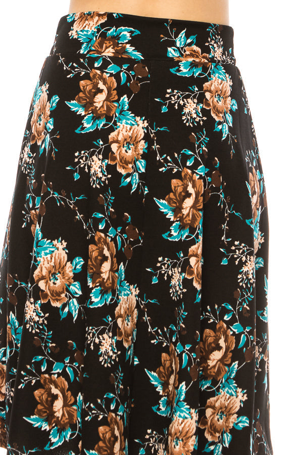 Floral print, A-line, knee length skirt FashionJOA