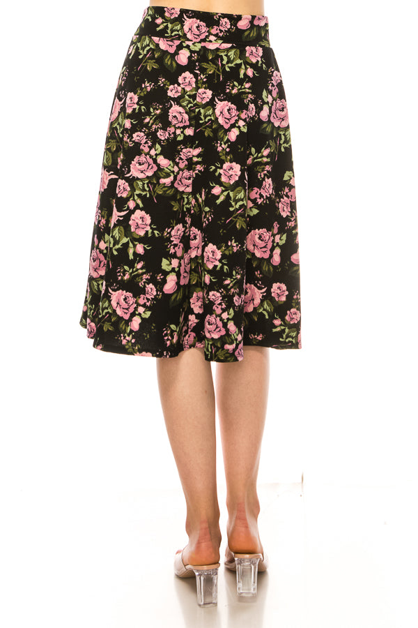 Floral print, A-line, knee length skirt FashionJOA