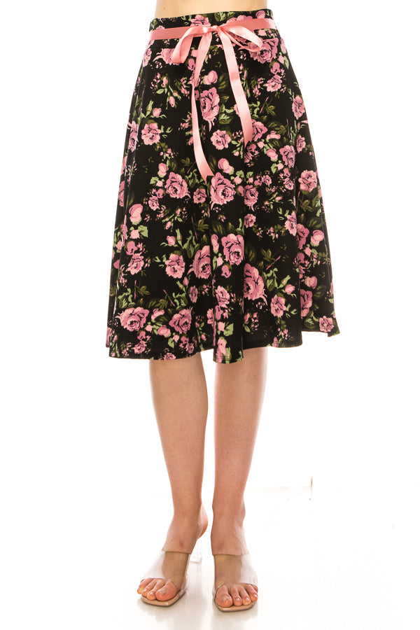 Floral print, A-line, knee length skirt FashionJOA