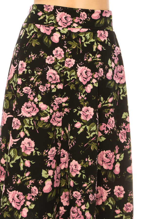 Floral print, A-line, knee length skirt FashionJOA