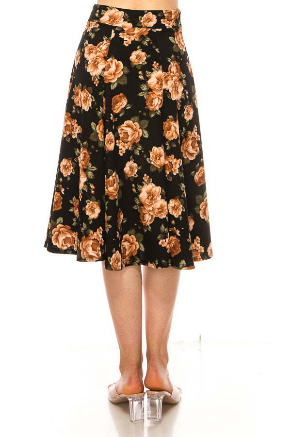 Floral print, A-line midi skirt FashionJOA