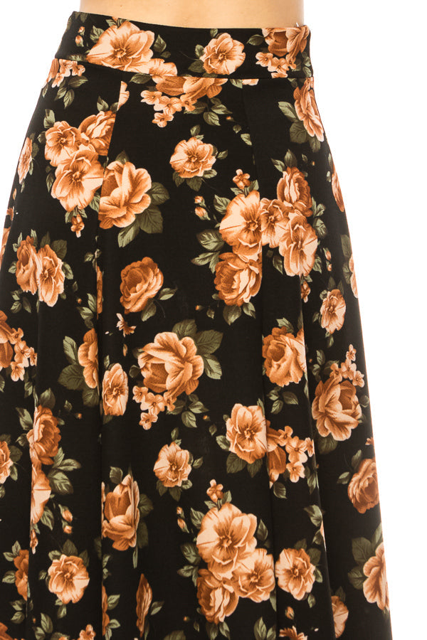 Floral print, A-line midi skirt FashionJOA