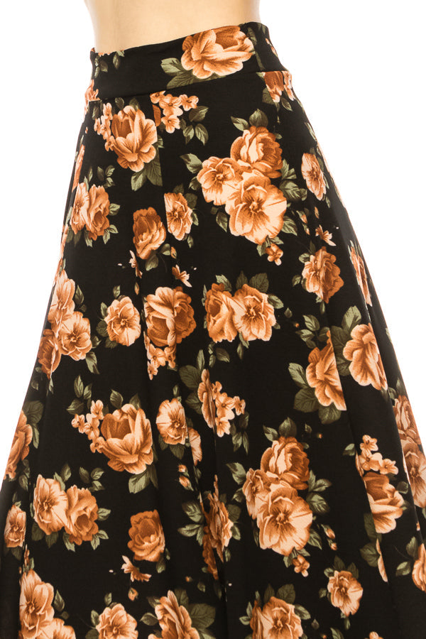 Floral print, A-line midi skirt FashionJOA