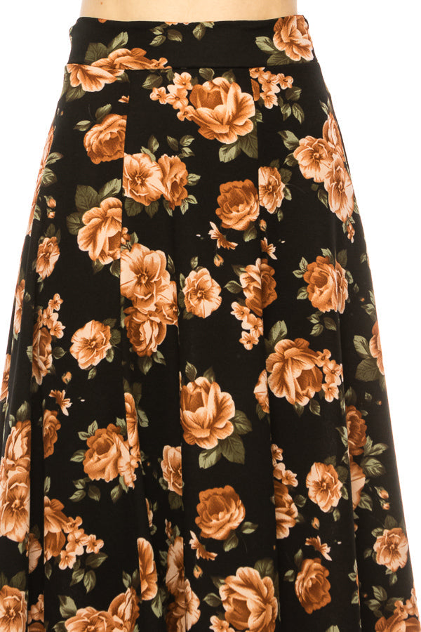 Floral print, A-line midi skirt FashionJOA