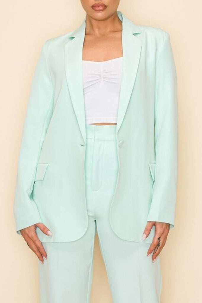 Women's Long Sleeve Single Button Jacket - FashionJOA