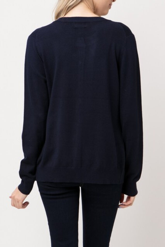 Women's Long Sleeve Button Down Crewneck Sweater Knit Cardigan - FashionJOA