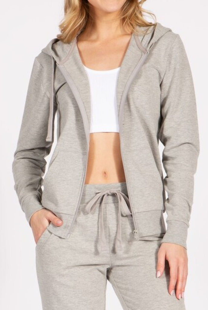 Women's Zip Up French Terry Hooded Jacket - FashionJOA