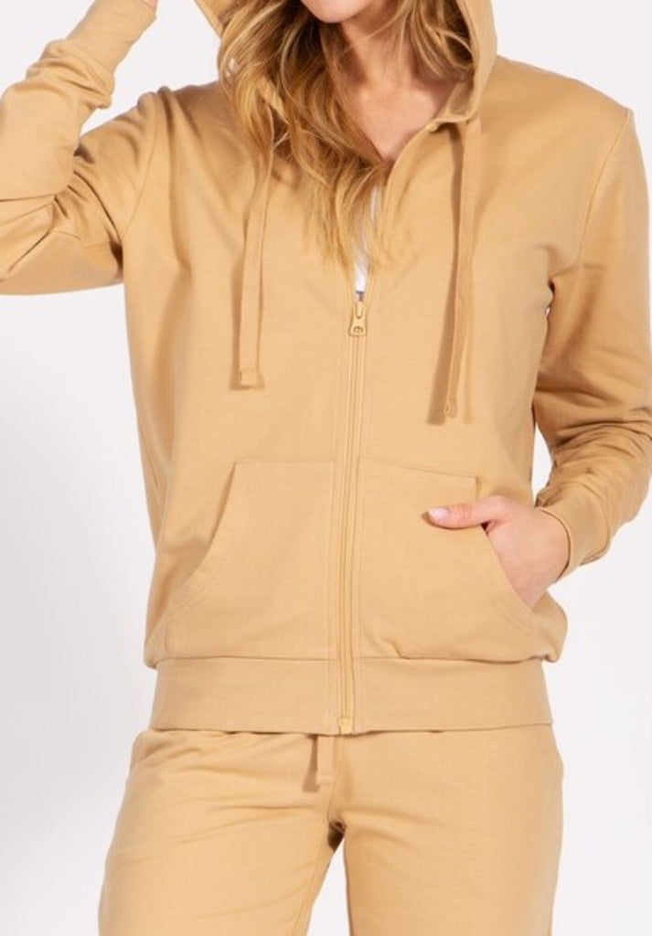 Women's Zip Up French Terry Hooded Jacket - FashionJOA