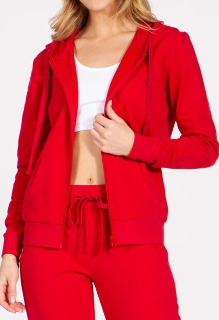 Women's Zip Up French Terry Hooded Jacket - FashionJOA