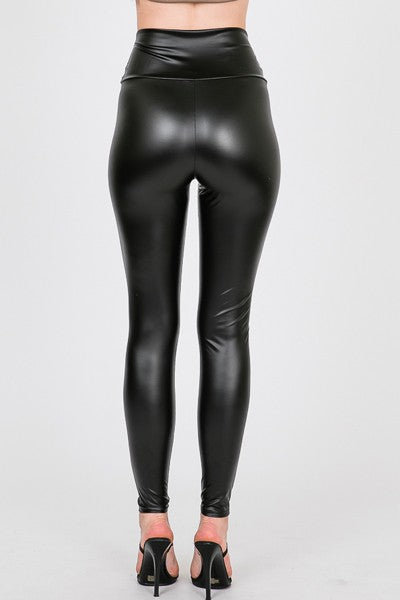 HIGH WAIST FAUX PU LEATHER LEGGINGS FashionJOA