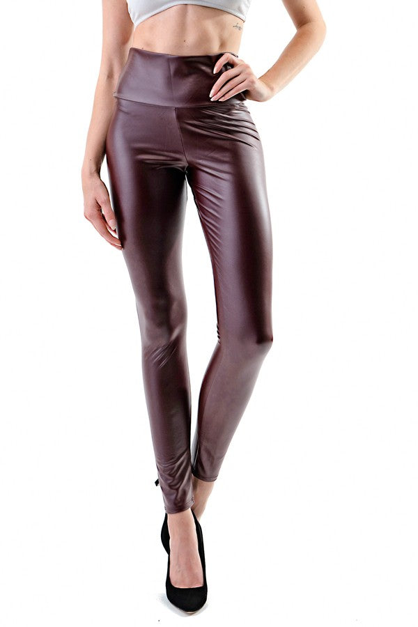 HIGH WAIST FAUX PU LEATHER LEGGINGS FashionJOA