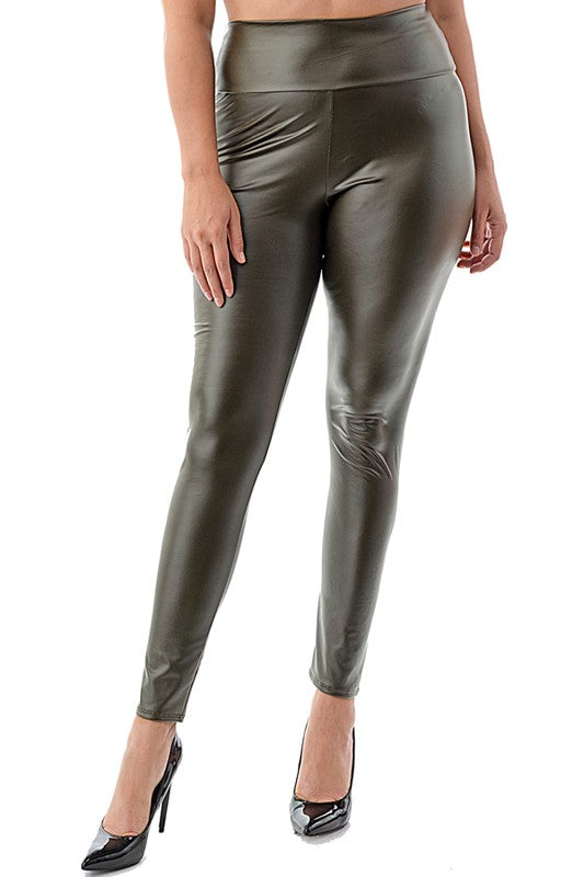 HIGH WAIST FAUX PU LEATHER LEGGINGS FashionJOA