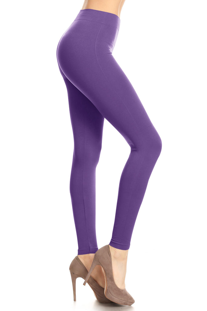 Women's Seamless Casual Full Length Elastic High Waist Solid Basic Running Yoga Leggings - FashionJOA
