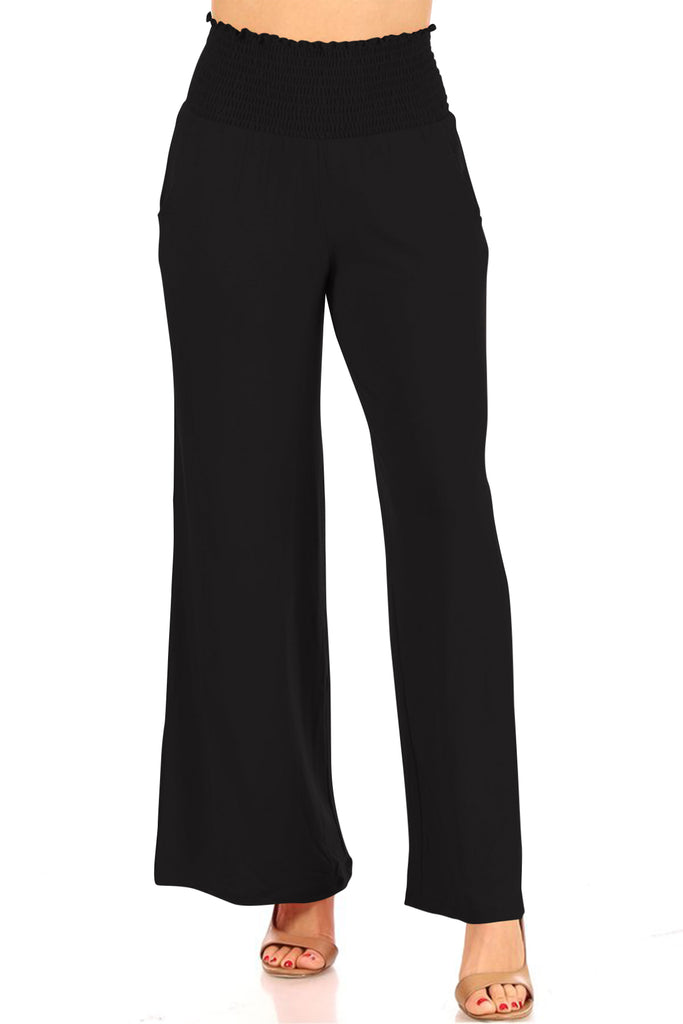 Women's Casual Full Length High Waist Side Pockets Relaxed Fit Wide Solid Lounge Pants - FashionJOA