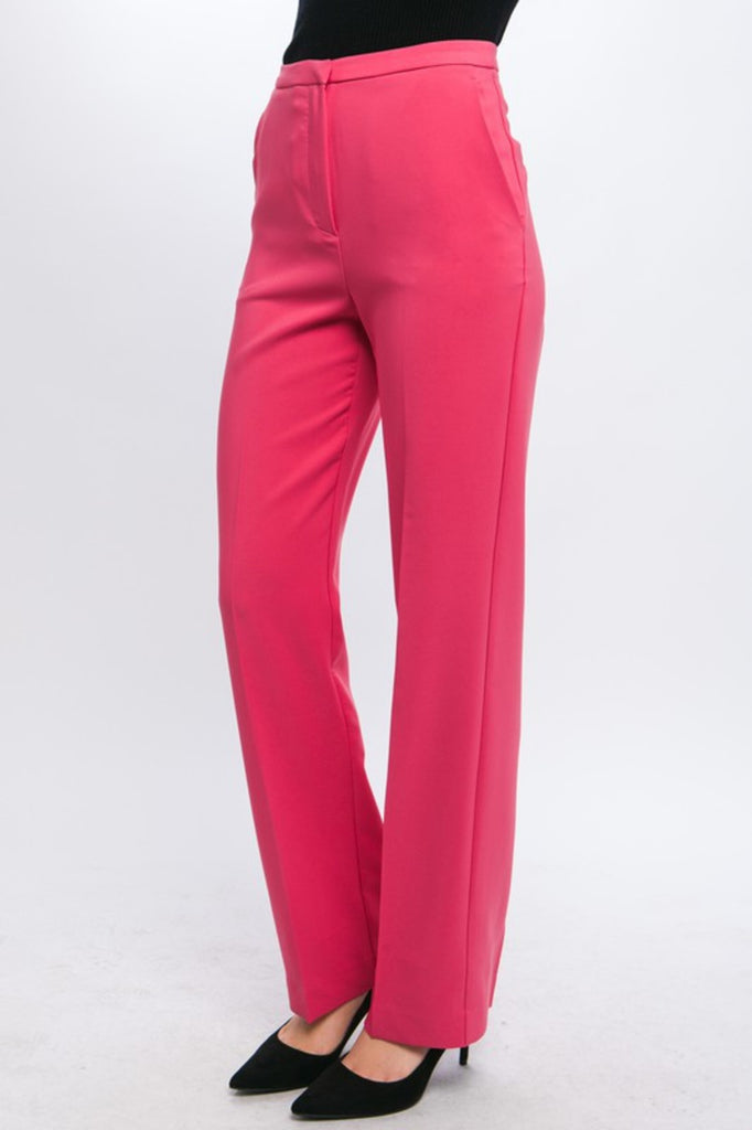 Women's Woven Solid Formal Long Pants - FashionJOA