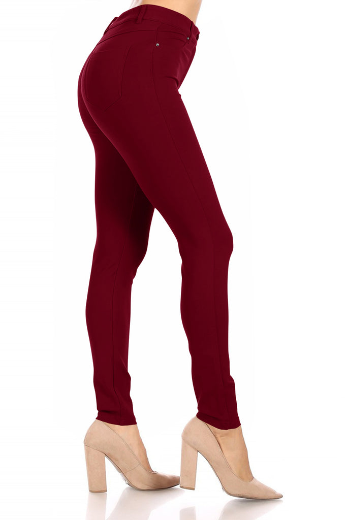 Women's Casual Skinny Ponte Mid-Rise Pants - FashionJOA