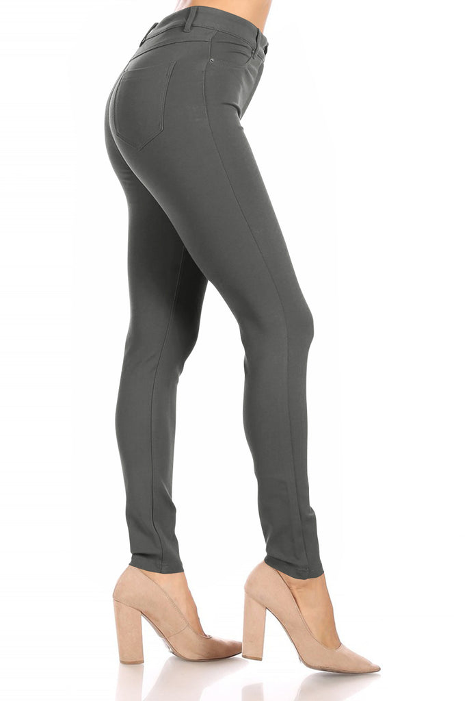 Women's Casual Skinny Ponte Mid-Rise Pants - FashionJOA