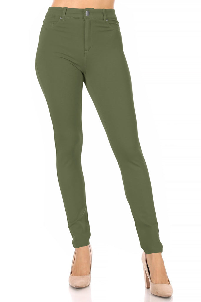 Women's Casual Skinny Ponte Mid-Rise Pants - FashionJOA