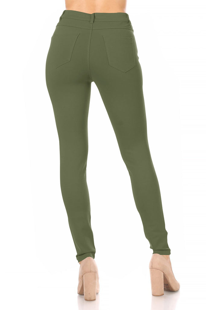 Women's Casual Skinny Ponte Mid-Rise Pants - FashionJOA