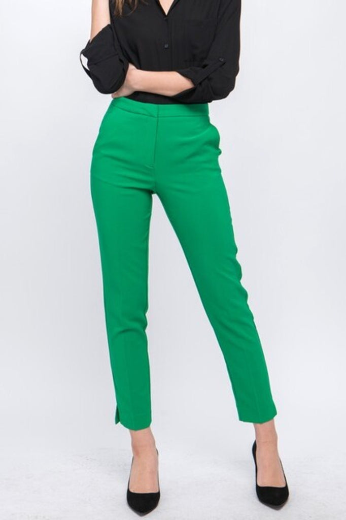 Women's Woven Solid Formal Ankle Pants - FashionJOA