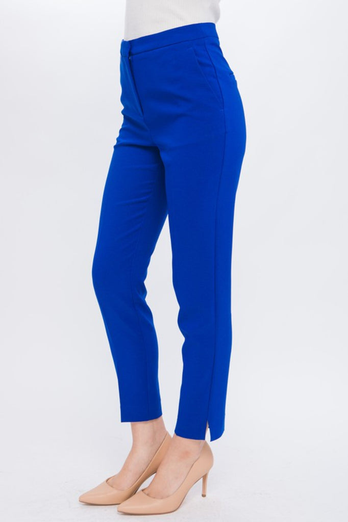 Women's Woven Solid Formal Ankle Pants - FashionJOA