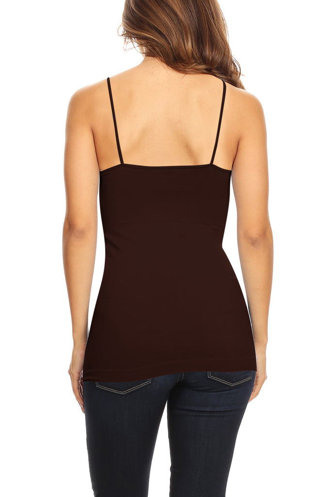 Women's Casual Stretch Cross Detail Spaghetti Strap Sleeveless Solid Slim Cami Top - FashionJOA