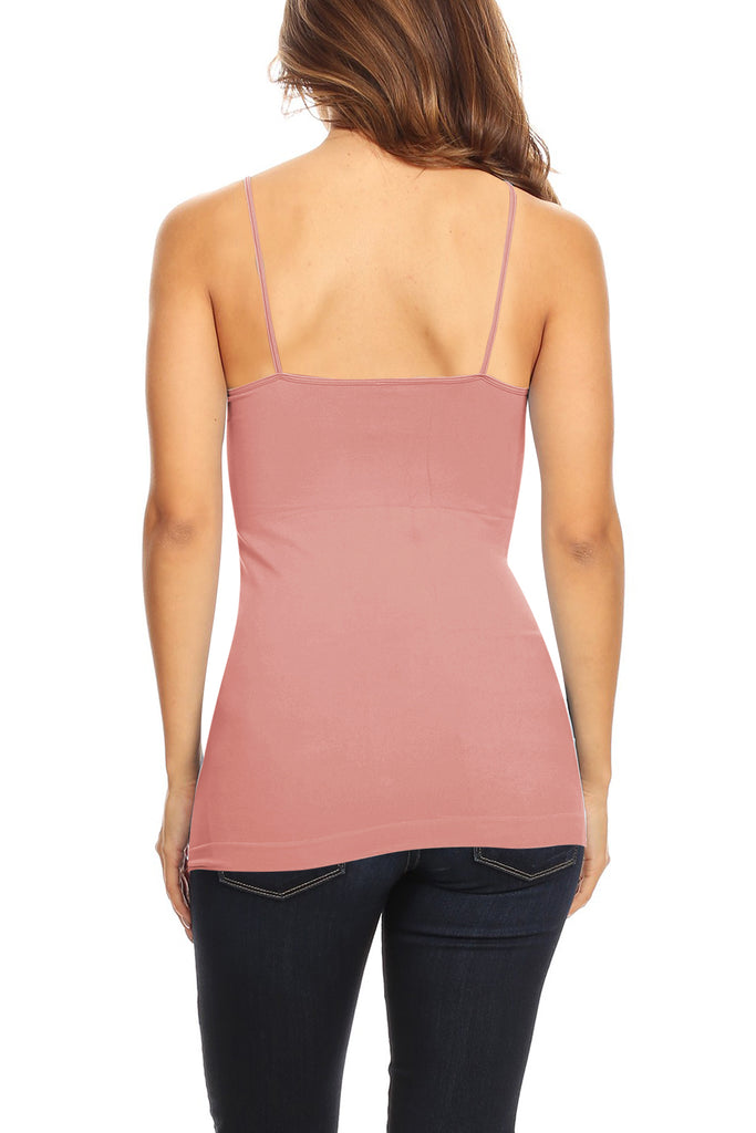 Women's Casual Stretch Cross Detail Spaghetti Strap Sleeveless Solid Slim Cami Top - FashionJOA