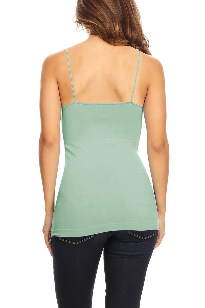 Women's Casual Stretch Cross Detail Spaghetti Strap Sleeveless Solid Slim Cami Top - FashionJOA