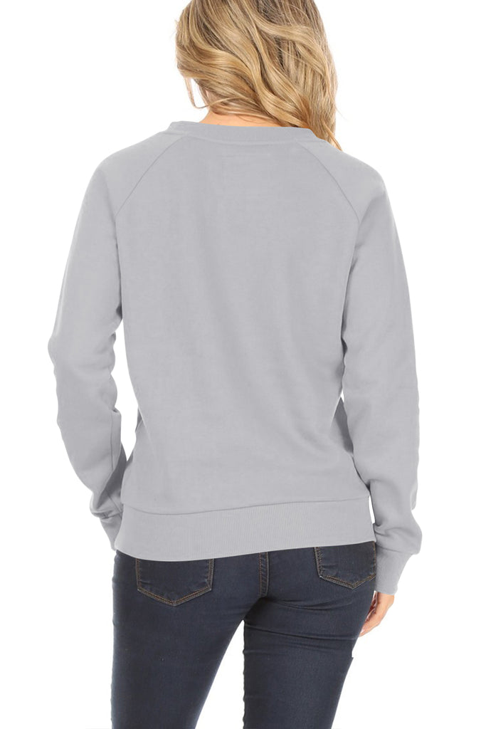 Women's Casual Pullover Fleece Long Sleeve Basic Crew Neck Solid Sweatshirt - FashionJOA