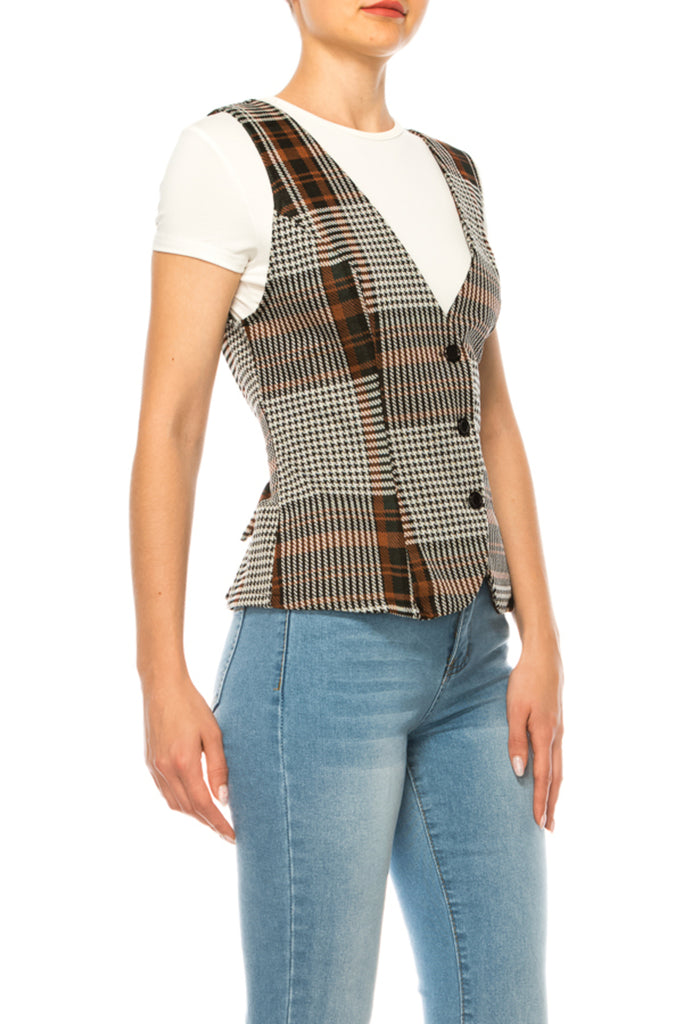 Women's Women's Dressy Casual Racerback Vest Three Button Tuxedo Suit Waistcoat - FashionJOA