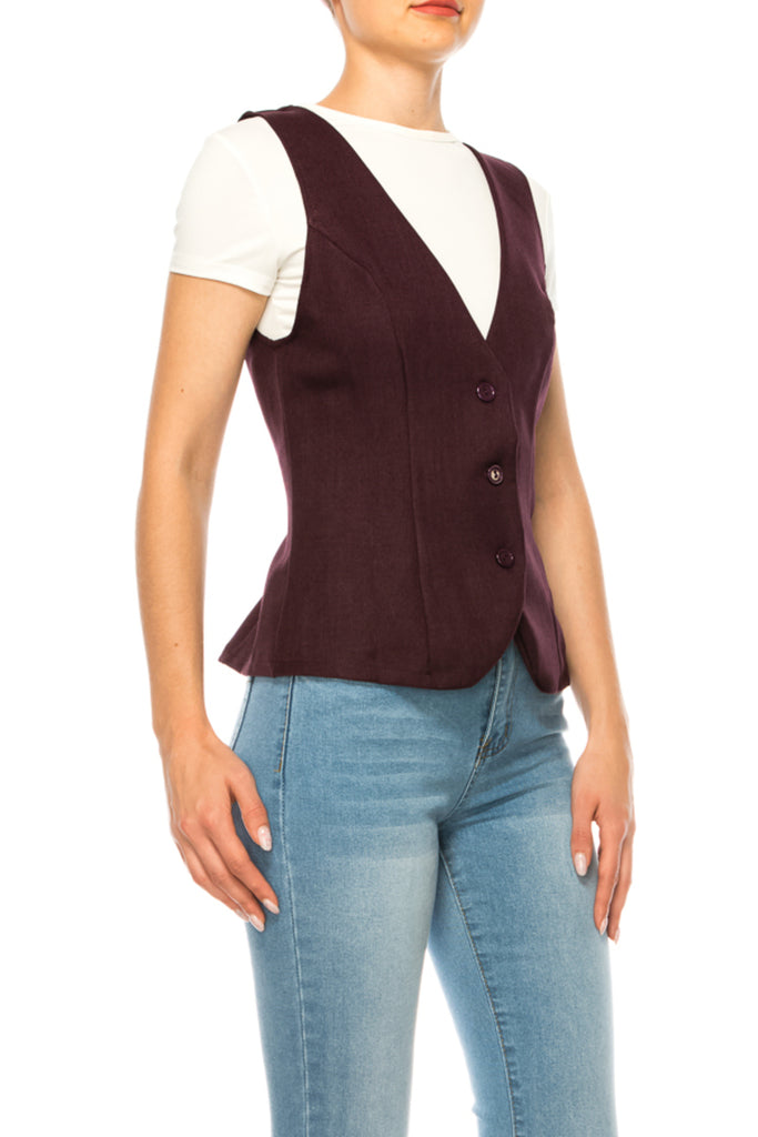 Women's Women's Dressy Casual Racerback Vest Three Button Tuxedo Suit Waistcoat - FashionJOA