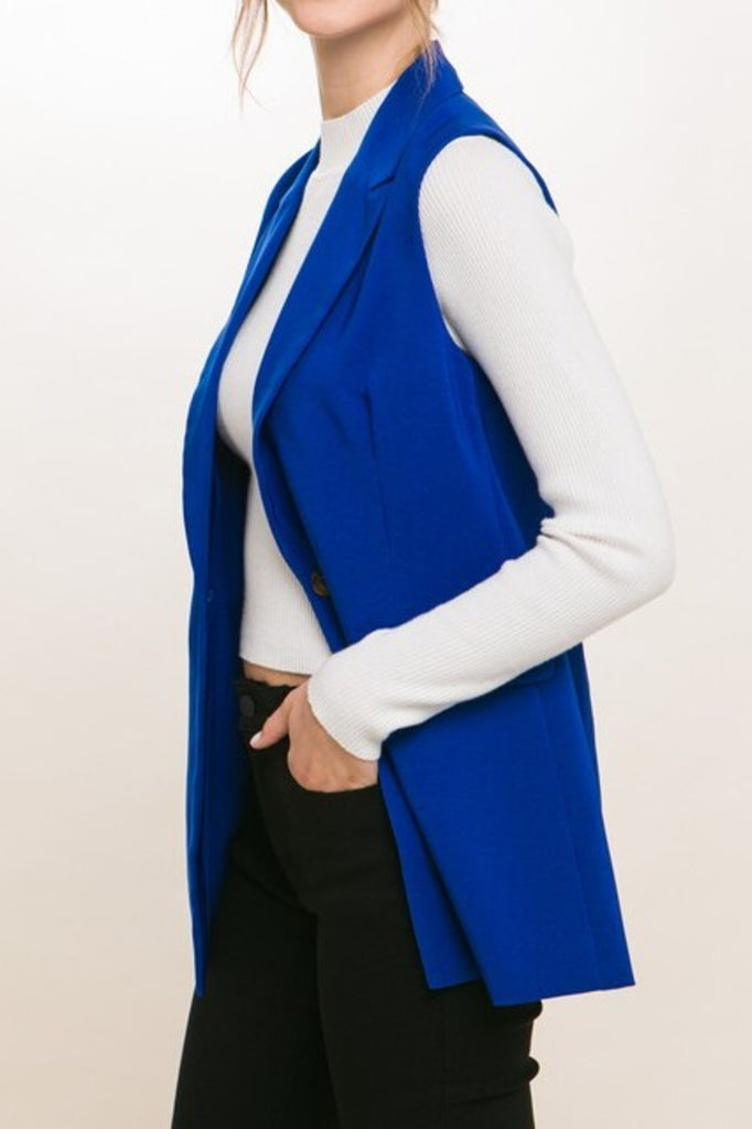 Women's Sleeveless Single Breasted Vertigo Vest Blazer - FashionJOA