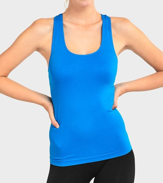 LADIES Nylon seamless RACERBACK TANK TOP FashionJOA