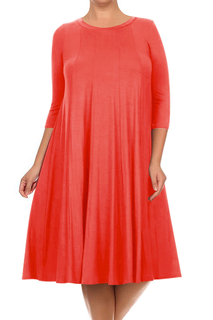 Women's Plus Size Casual  A-Line Pleated Maternity Dress - FashionJOA