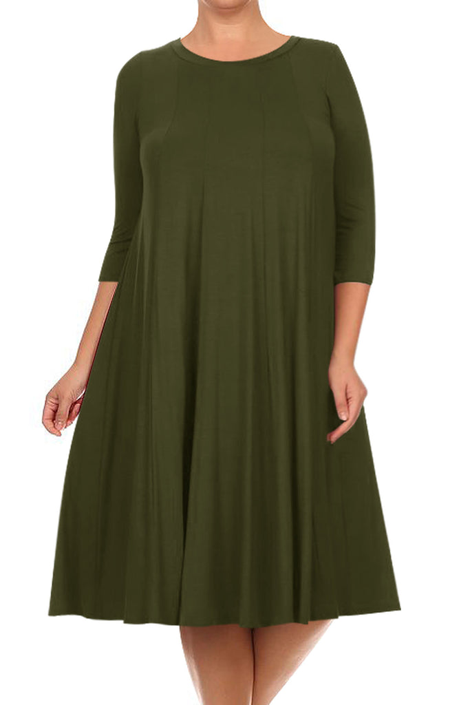 Women's Plus Size Casual  A-Line Pleated Maternity Dress - FashionJOA