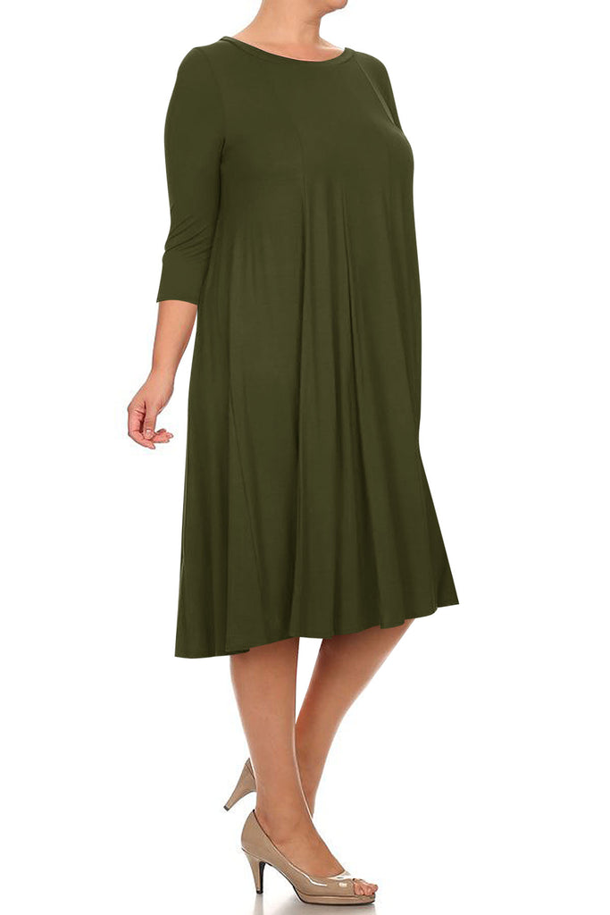 Women's Plus Size Casual  A-Line Pleated Maternity Dress - FashionJOA