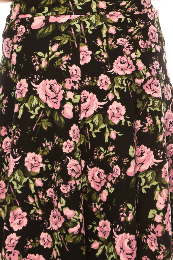 Plus size floral print A-line knee length skirt FashionJOA
