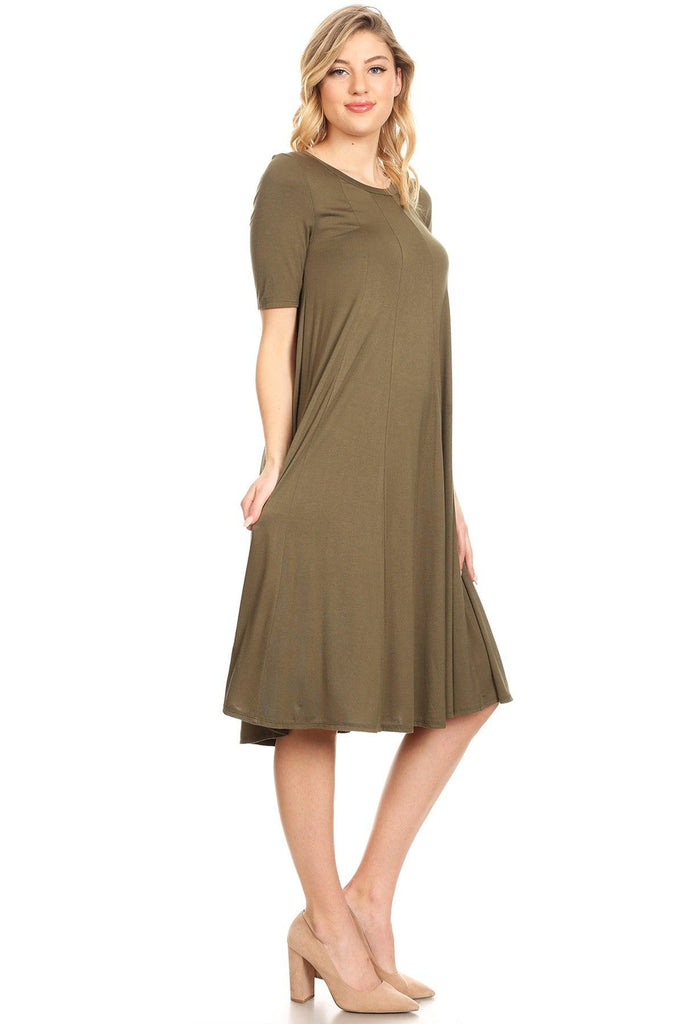 Women's A-Line Short Sleeve Jersey Knit Relaxed Fit Maternity Dress S-3XL FashionJOA