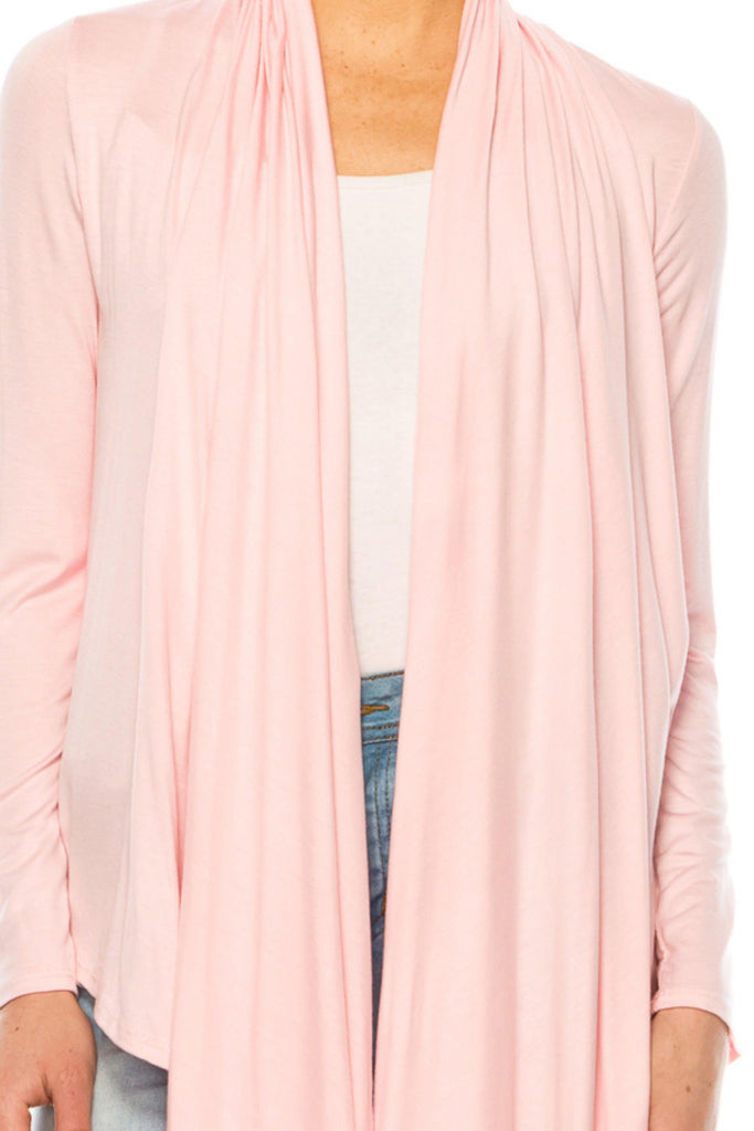 Women's Asymmetric Hem Cardigan with Draped Neck and Open Front FashionJOA